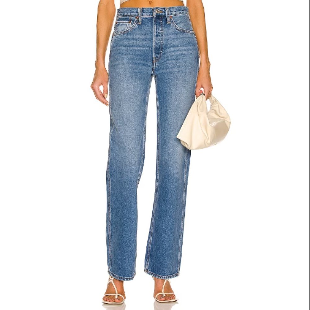 Re/Done High Rise Loose Jeans in Stoned Azul Size 25